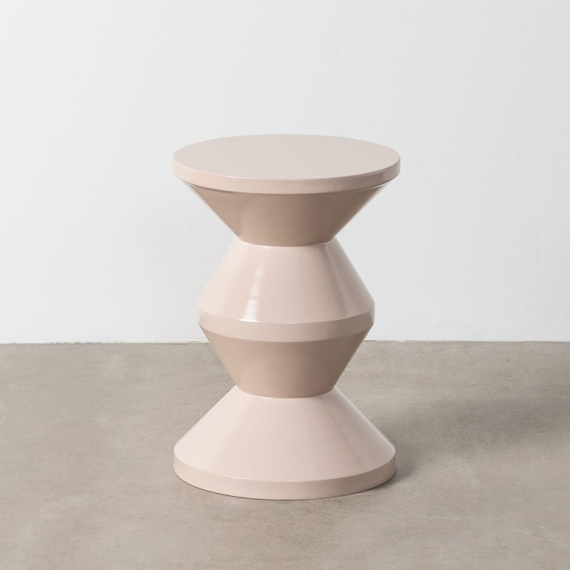 Table d'appoint design Totem Ronde 33 cm Métal Blanc cassé Brillant Solera 