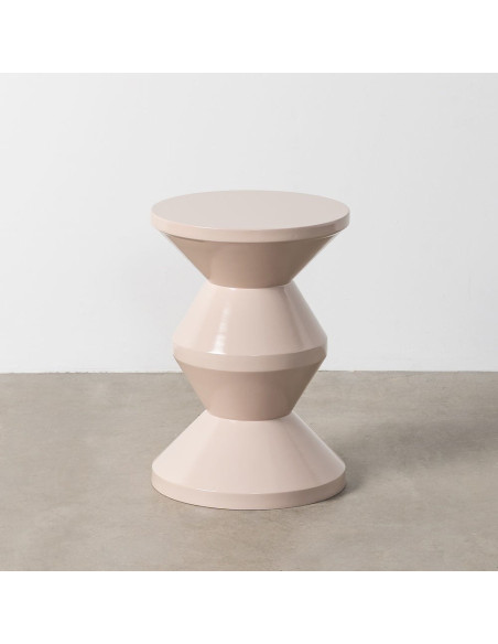 Table d'appoint design Totem Ronde 33 cm Métal Blanc cassé Brillant Solera 