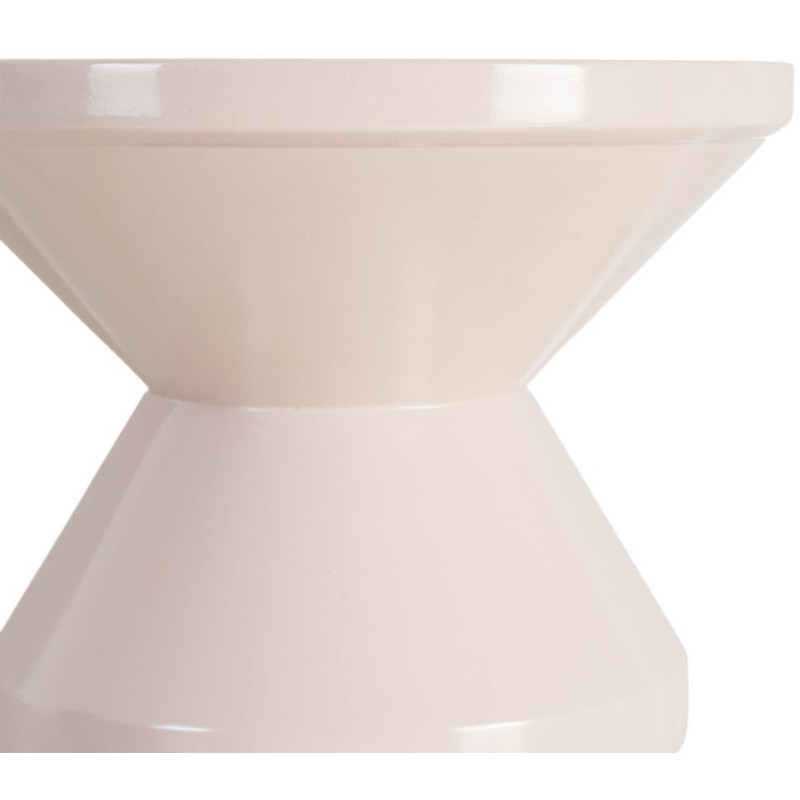 Table d'appoint design Totem Ronde 33 cm Métal Blanc cassé Brillant Solera 