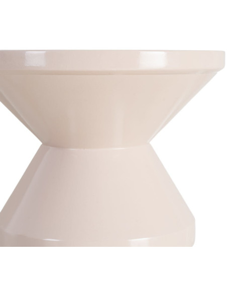 Table d'appoint design Totem Ronde 33 cm Métal Blanc cassé Brillant Solera 