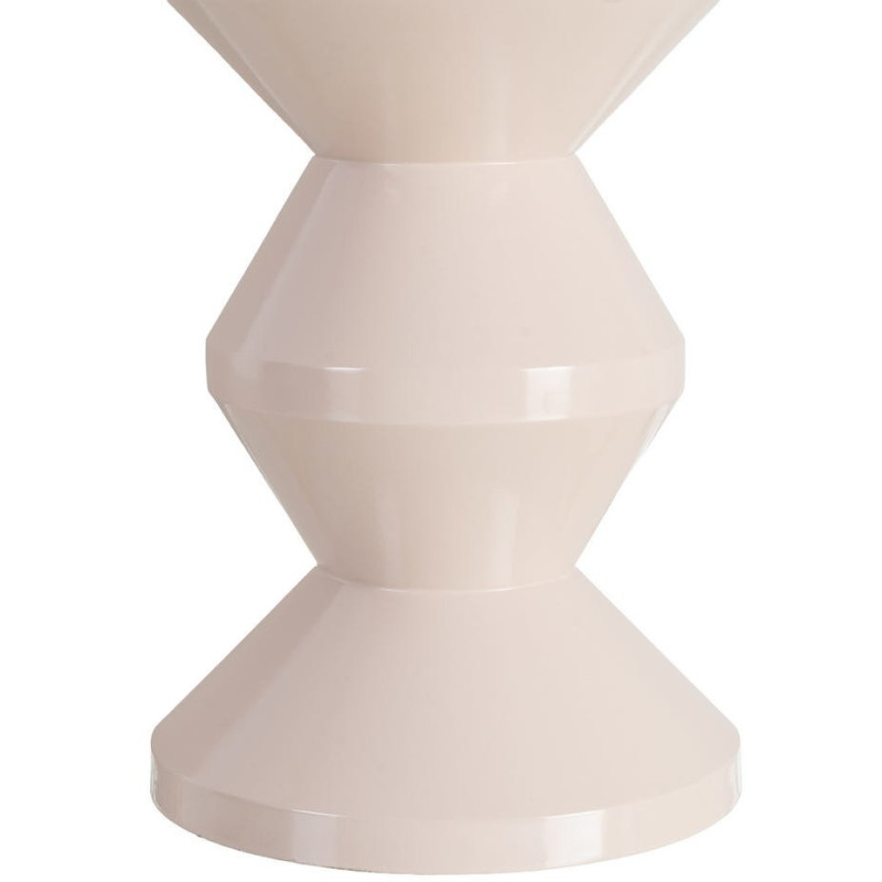 Table d'appoint design Totem Ronde 33 cm Métal Blanc cassé Brillant Solera 