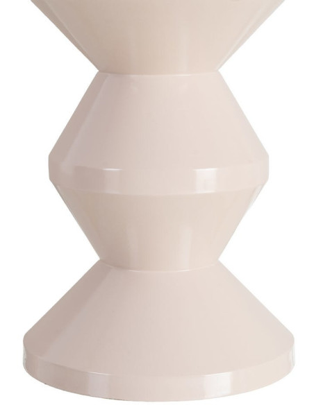 Table d'appoint design Totem Ronde 33 cm Métal Blanc cassé Brillant Solera 