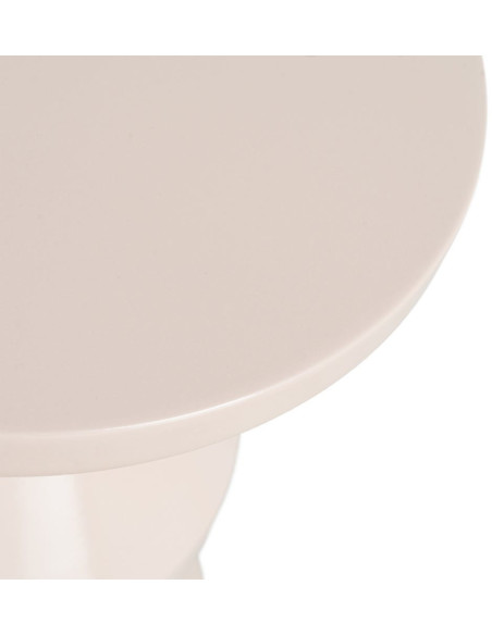 Table d'appoint design Totem Ronde 33 cm Métal Blanc cassé Brillant Solera 