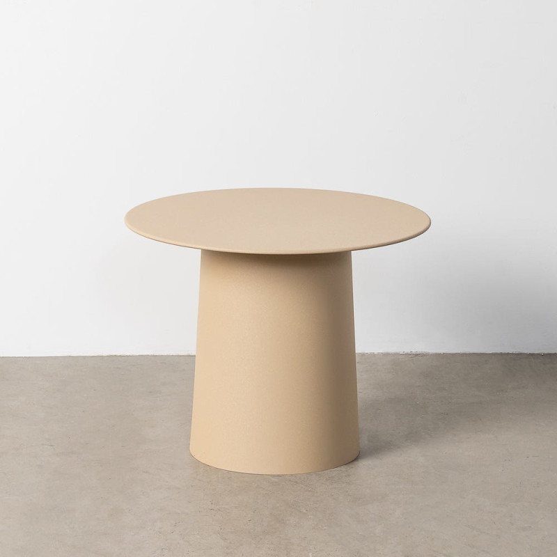 Table d'appoint moderne chic Ronde 58 cm Métal Beige Alba 