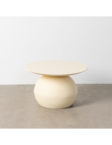 Table basse organique chic Ronde 60 cm Métal Beige Calma 