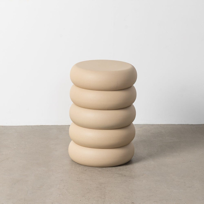 Table d'appoint organique chic Ronde 46 cm Métal Beige Ola 