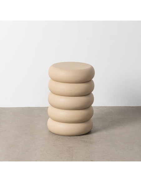 Table d'appoint organique chic Ronde 46 cm Métal Beige Ola 