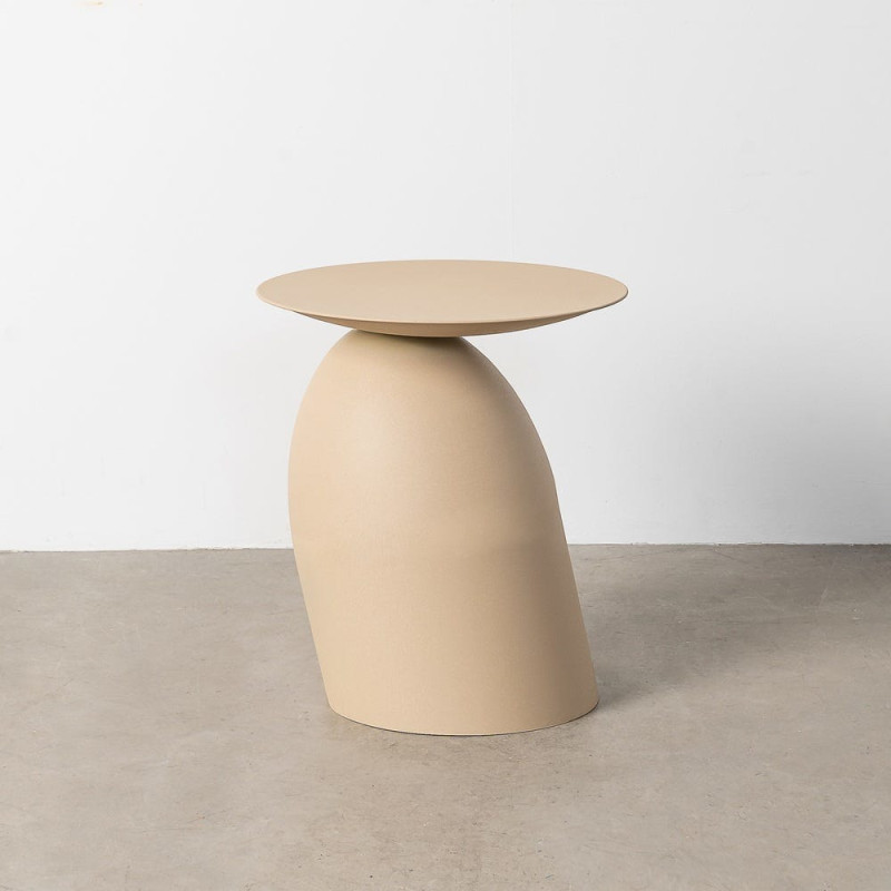 Table d'appoint originale chic Ronde 46 cm Métal Beige Bruma 