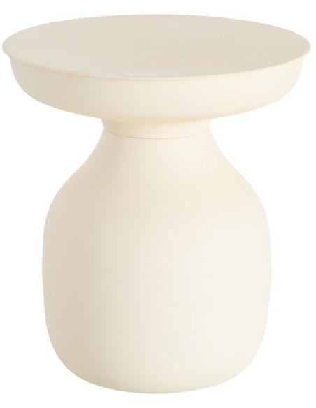 Table d'appoint organique moderne Ronde 46 cm Métal Blanc cassé Senda 
