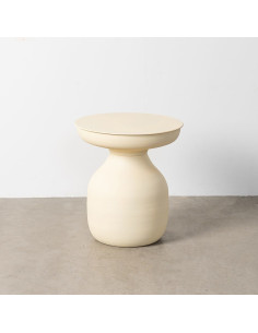 Table d'appoint organique moderne Ronde 46 cm Métal Blanc cassé Senda 