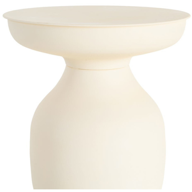 Table d'appoint organique moderne Ronde 46 cm Métal Blanc cassé Senda 