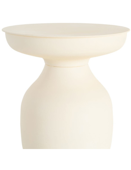 Table d'appoint organique moderne Ronde 46 cm Métal Blanc cassé Senda 