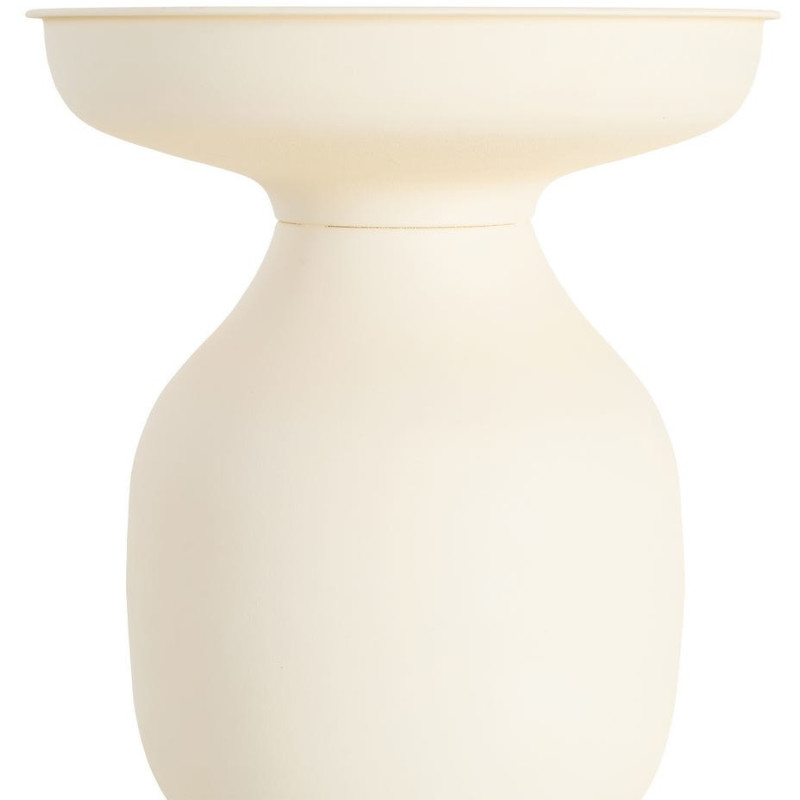 Table d'appoint organique moderne Ronde 46 cm Métal Blanc cassé Senda 