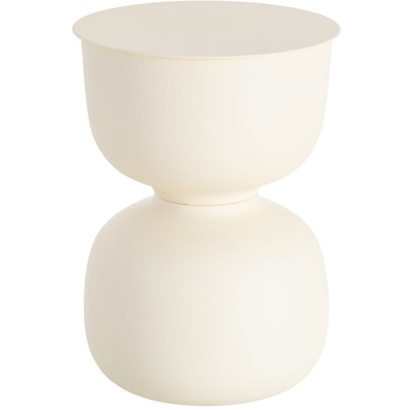 Table d'appoint moderne chic Ronde 38 cm Métal Blanc cassé Marfil 