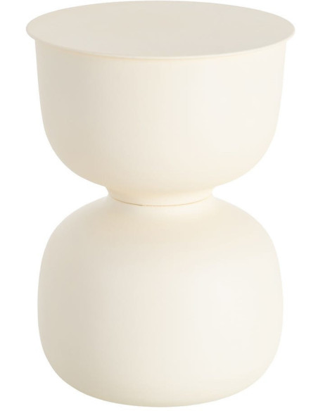 Table d'appoint moderne chic Ronde 38 cm Métal Blanc cassé Marfil 