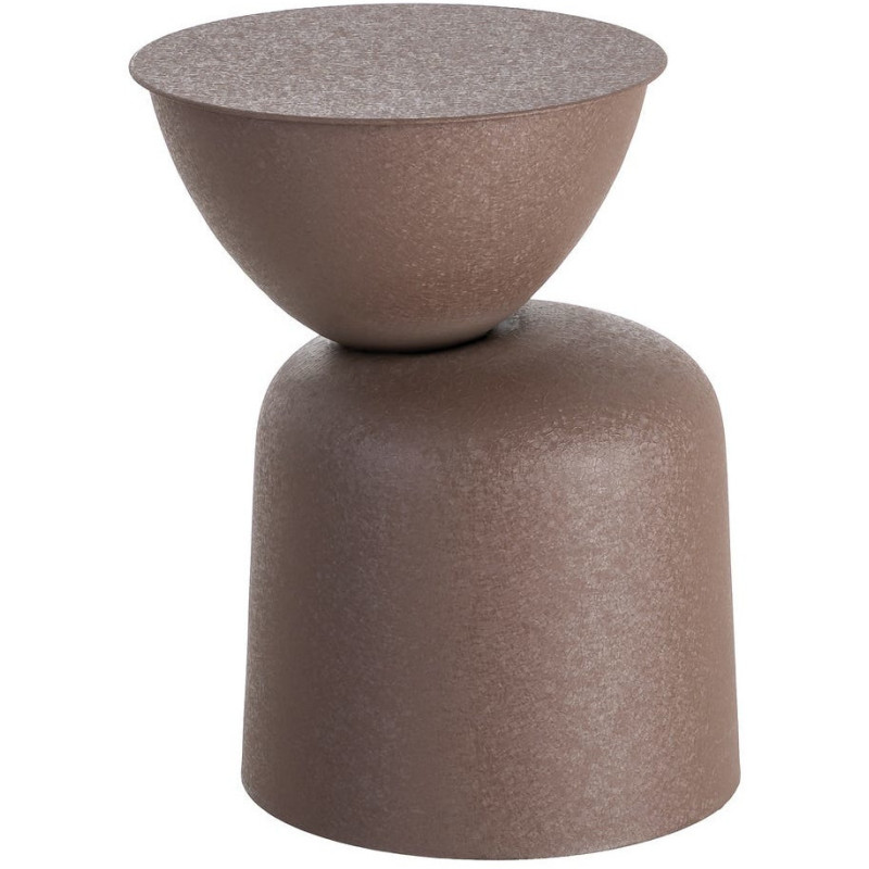 Table d'appoint originale moderne Ronde 36 cm Métal Marron Piedra 