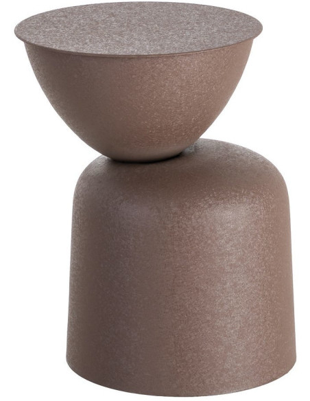 Table d'appoint originale moderne Ronde 36 cm Métal Marron Piedra 