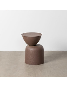 Table d'appoint originale moderne Ronde 36 cm Métal Marron Piedra 