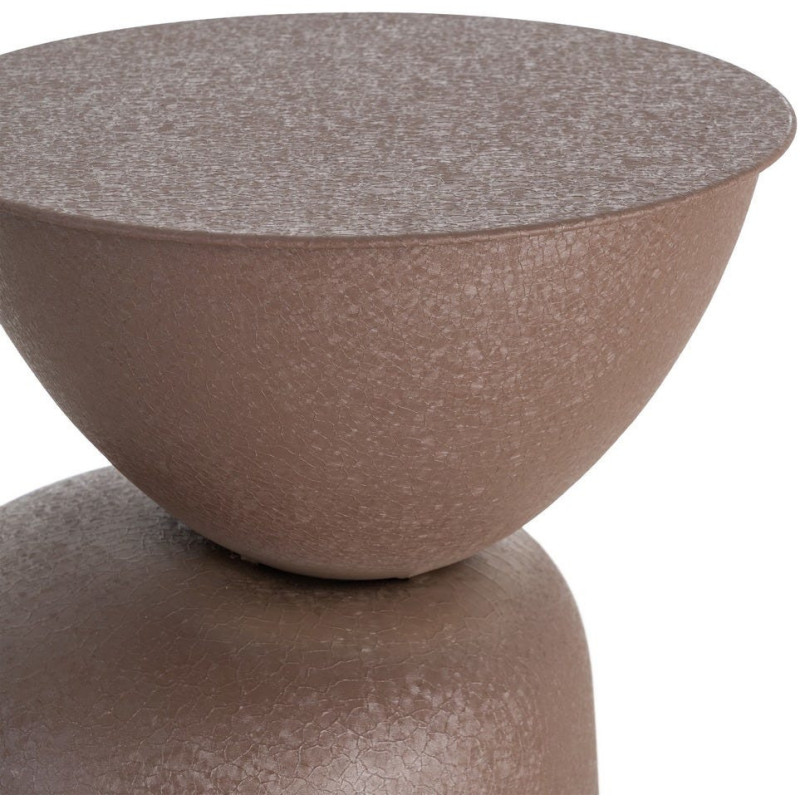 Table d'appoint originale moderne Ronde 36 cm Métal Marron Piedra 