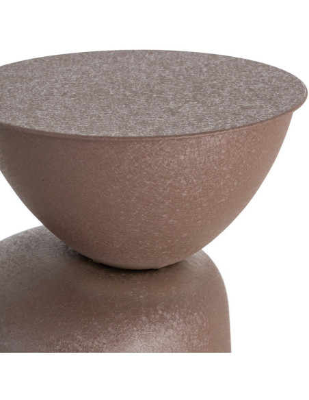 Table d'appoint originale moderne Ronde 36 cm Métal Marron Piedra 