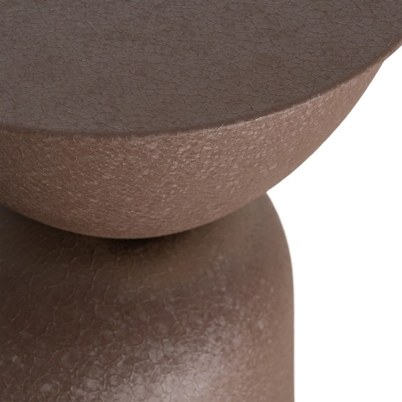 Table d'appoint originale moderne Ronde 36 cm Métal Marron Piedra 