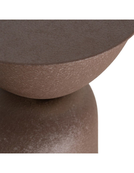 Table d'appoint originale moderne Ronde 36 cm Métal Marron Piedra 