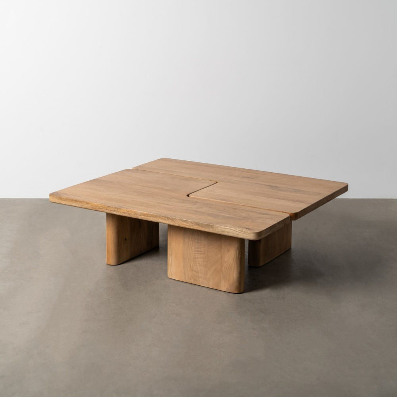 Grande Table basse modulable Puzzle Japandi minimaliste Rectangulaire/Carrée 120 cm Bois de manguier Naturel Asana 