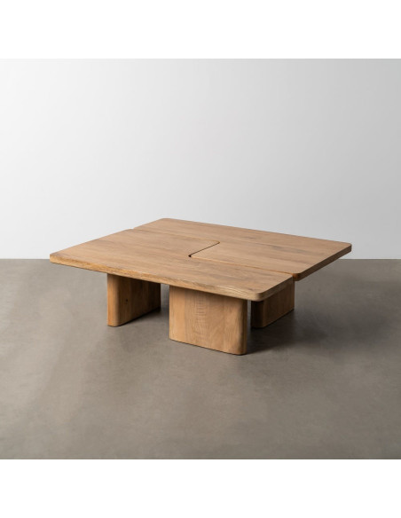 Grande Table basse modulable Puzzle Japandi minimaliste Rectangulaire/Carrée 120 cm Bois de manguier Naturel Asana 