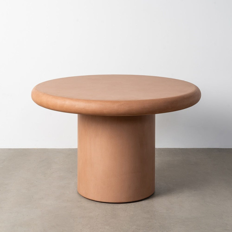 Table à manger moderne wabi-sabi Ronde 4 personnes 120 cm Bois MDF Terracotta Micro-ciment Teja 