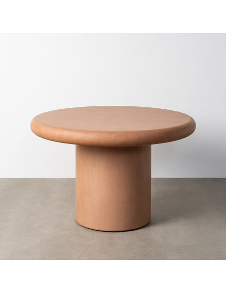 Table à manger moderne wabi-sabi Ronde 4 personnes 120 cm Bois MDF Terracotta Micro-ciment Teja 