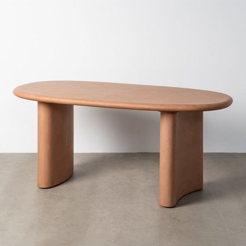 Grande Table à manger moderne wabi-sabi Ovale 6 personnes 180 cm Bois MDF Terracotta Micro-ciment Teja 