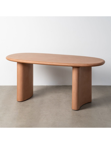 Grande Table à manger moderne wabi-sabi Ovale 6 personnes 180 cm Bois MDF Terracotta Micro-ciment Teja 