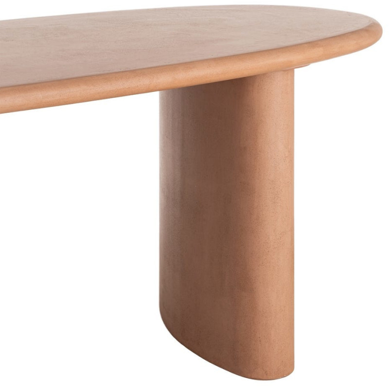Grande Table à manger moderne wabi-sabi Ovale 6 personnes 180 cm Bois MDF Terracotta Micro-ciment Teja 