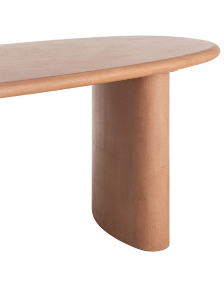 Grande Table à manger moderne wabi-sabi Ovale 6 personnes 180 cm Bois MDF Terracotta Micro-ciment Teja 