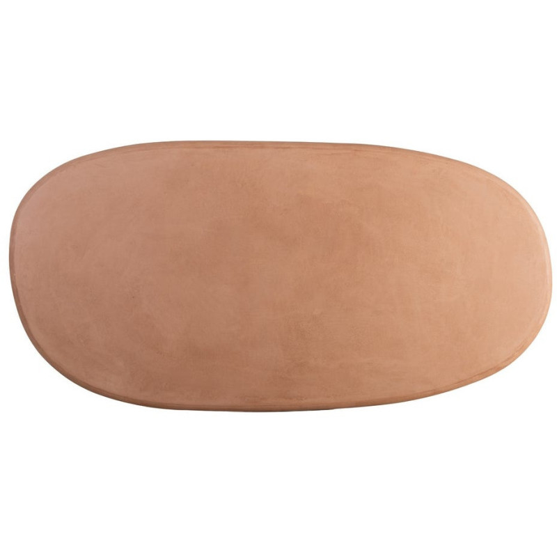 Grande Table à manger moderne wabi-sabi Ovale 6 personnes 180 cm Bois MDF Terracotta Micro-ciment Teja 