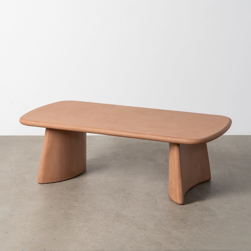 Grande Table basse moderne style wabi-sabi Rectangulaire 120 cm Bois MDF Terracotta Micro-ciment Teja 