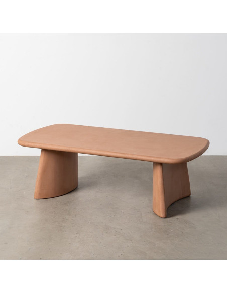 Grande Table basse moderne style wabi-sabi Rectangulaire 120 cm Bois MDF Terracotta Micro-ciment Teja 