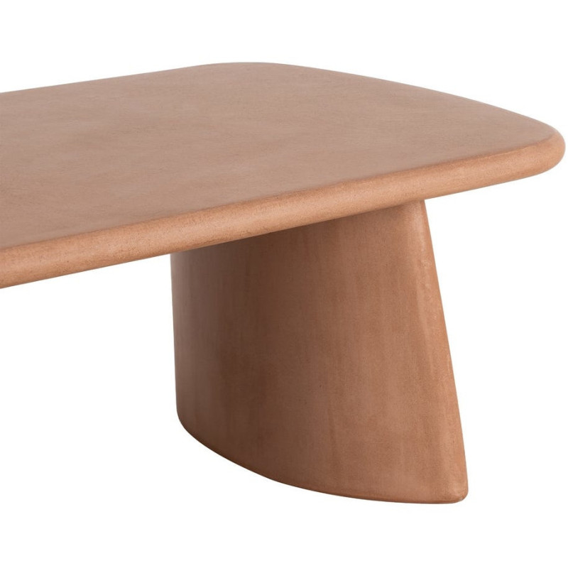 Grande Table basse moderne style wabi-sabi Rectangulaire 120 cm Bois MDF Terracotta Micro-ciment Teja 