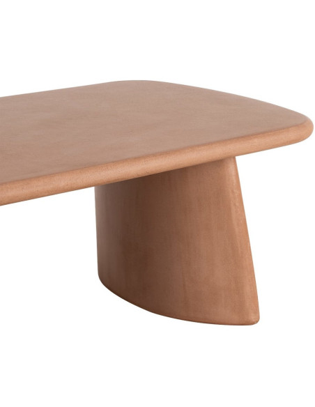 Grande Table basse moderne style wabi-sabi Rectangulaire 120 cm Bois MDF Terracotta Micro-ciment Teja 