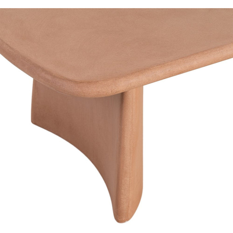Grande Table basse moderne style wabi-sabi Rectangulaire 120 cm Bois MDF Terracotta Micro-ciment Teja 