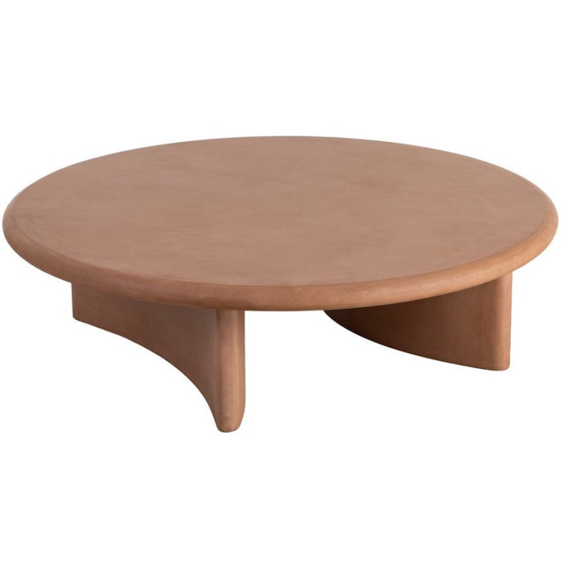 Grande Table basse moderne style wabi-sabi Ronde 120 cm Bois MDF Terracotta Micro-ciment Teja 