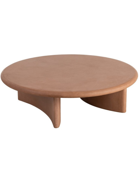 Grande Table basse moderne style wabi-sabi Ronde 120 cm Bois MDF Terracotta Micro-ciment Teja 