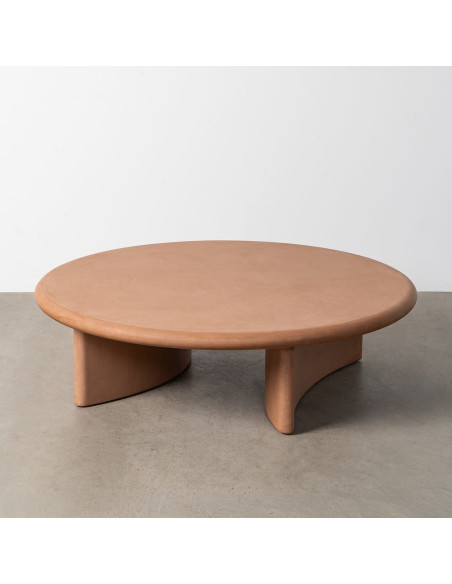 Grande Table basse moderne style wabi-sabi Ronde 120 cm Bois MDF Terracotta Micro-ciment Teja 