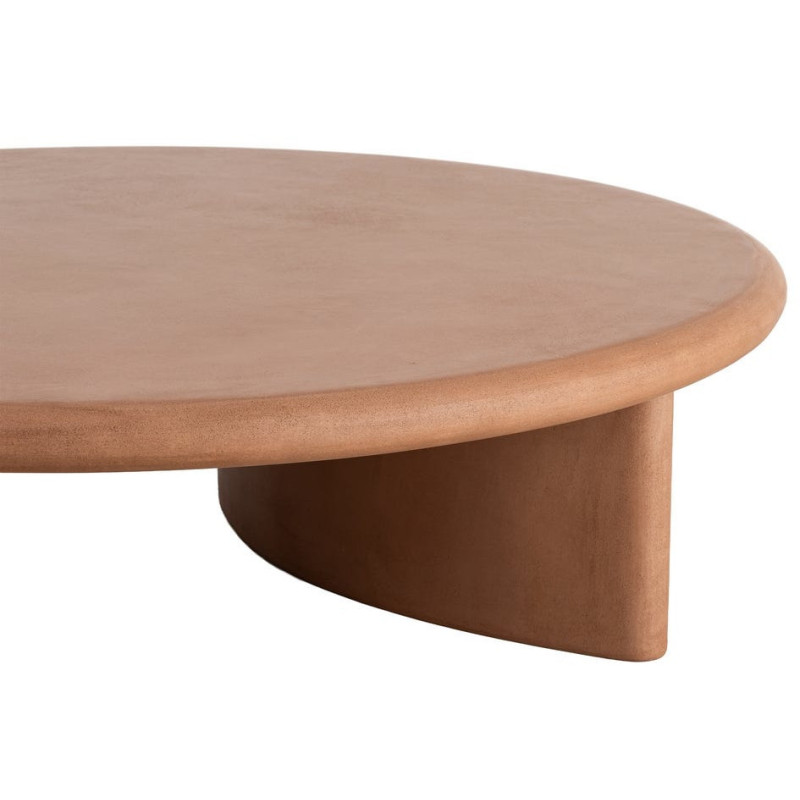 Grande Table basse moderne style wabi-sabi Ronde 120 cm Bois MDF Terracotta Micro-ciment Teja 