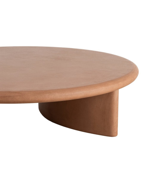 Grande Table basse moderne style wabi-sabi Ronde 120 cm Bois MDF Terracotta Micro-ciment Teja 