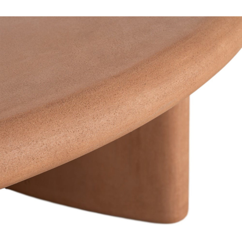 Grande Table basse moderne style wabi-sabi Ronde 120 cm Bois MDF Terracotta Micro-ciment Teja 