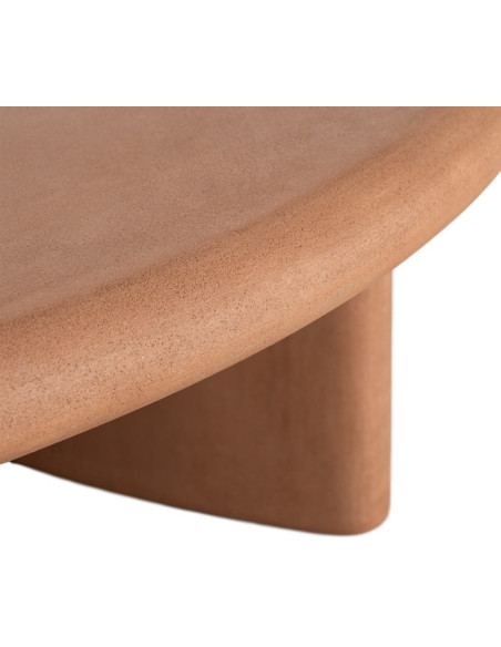 Grande Table basse moderne style wabi-sabi Ronde 120 cm Bois MDF Terracotta Micro-ciment Teja 