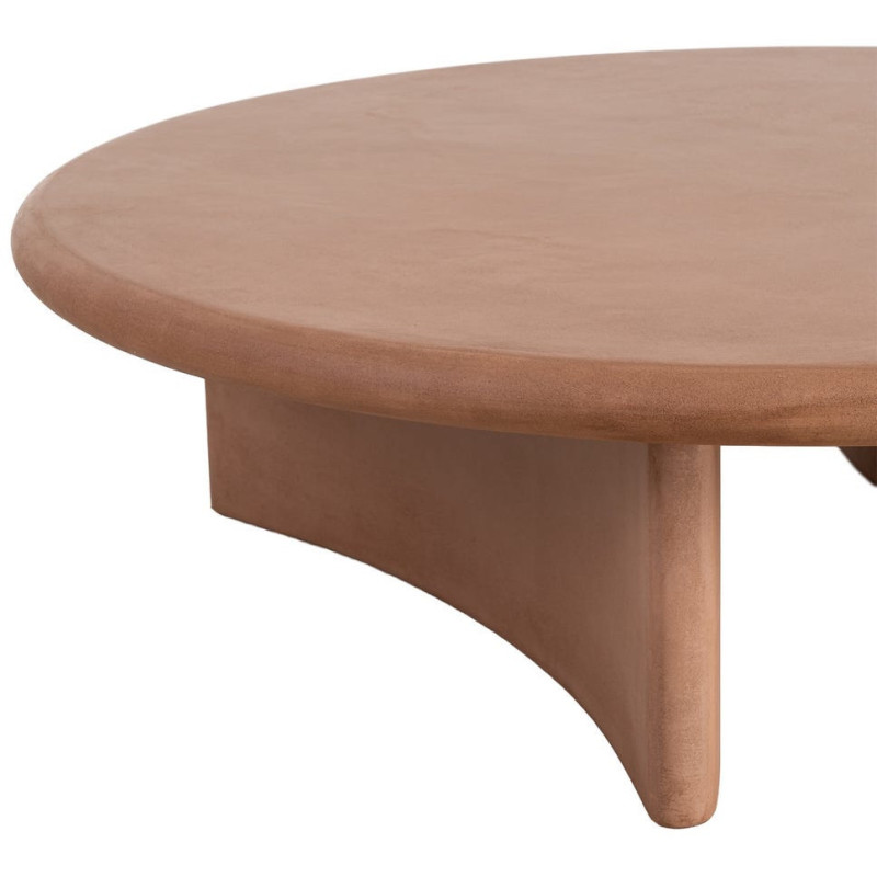 Grande Table basse moderne style wabi-sabi Ronde 120 cm Bois MDF Terracotta Micro-ciment Teja 