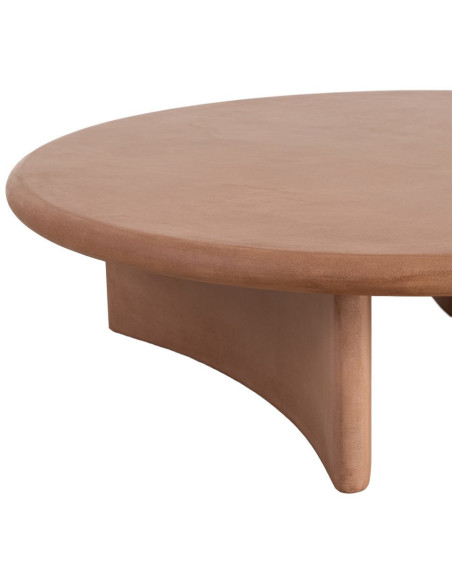 Grande Table basse moderne style wabi-sabi Ronde 120 cm Bois MDF Terracotta Micro-ciment Teja 