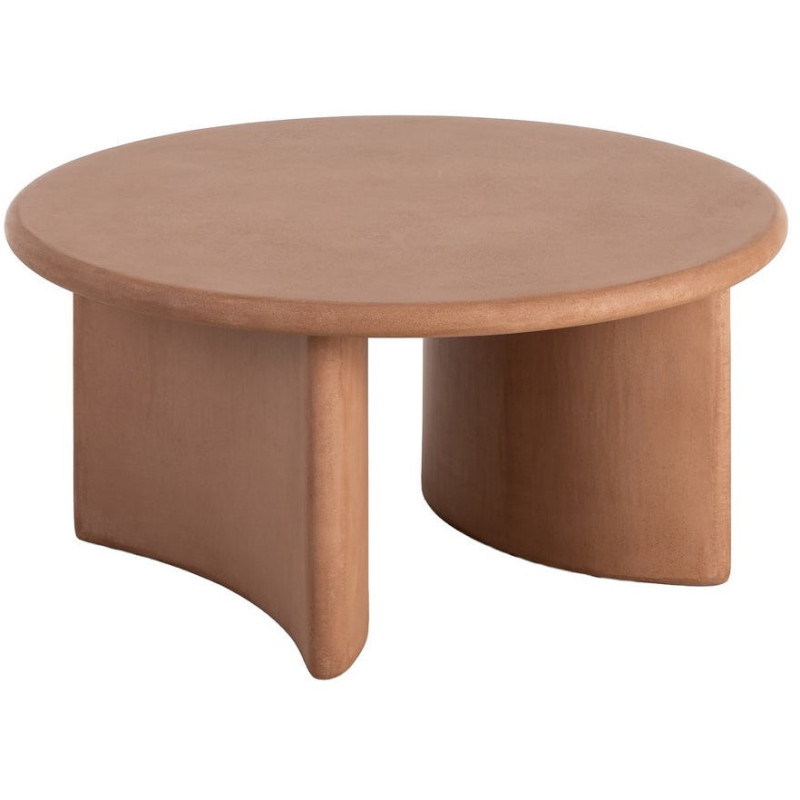 Table basse moderne style wabi-sabi Ronde 80 cm Bois MDF Terracotta Micro-ciment Teja 